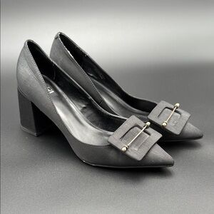 Zac Posen Black Mid-Heel Pumps with Square Detail